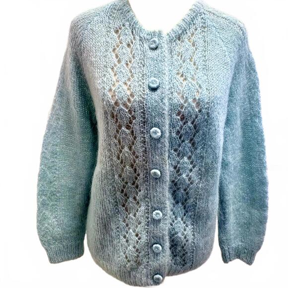 Vintage 1950´s Mohair Cardigan Sweater Mixed Knit...